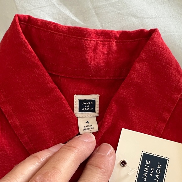 Janie and Jack biys Bold Red Casual Shirt - Picture 2 of 5